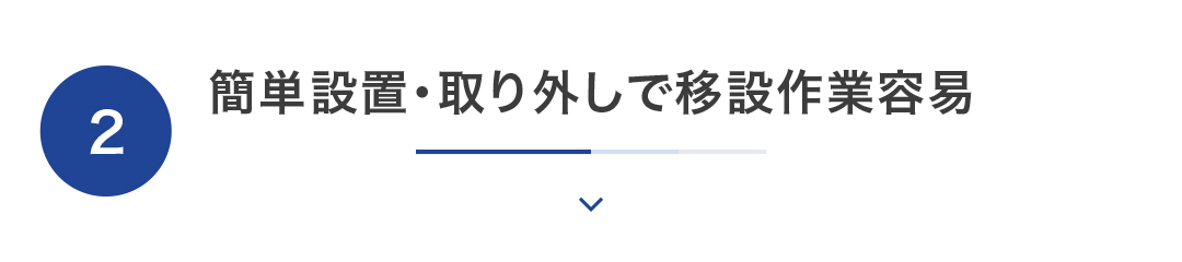 簡単設置・取り外しで移設作業容易